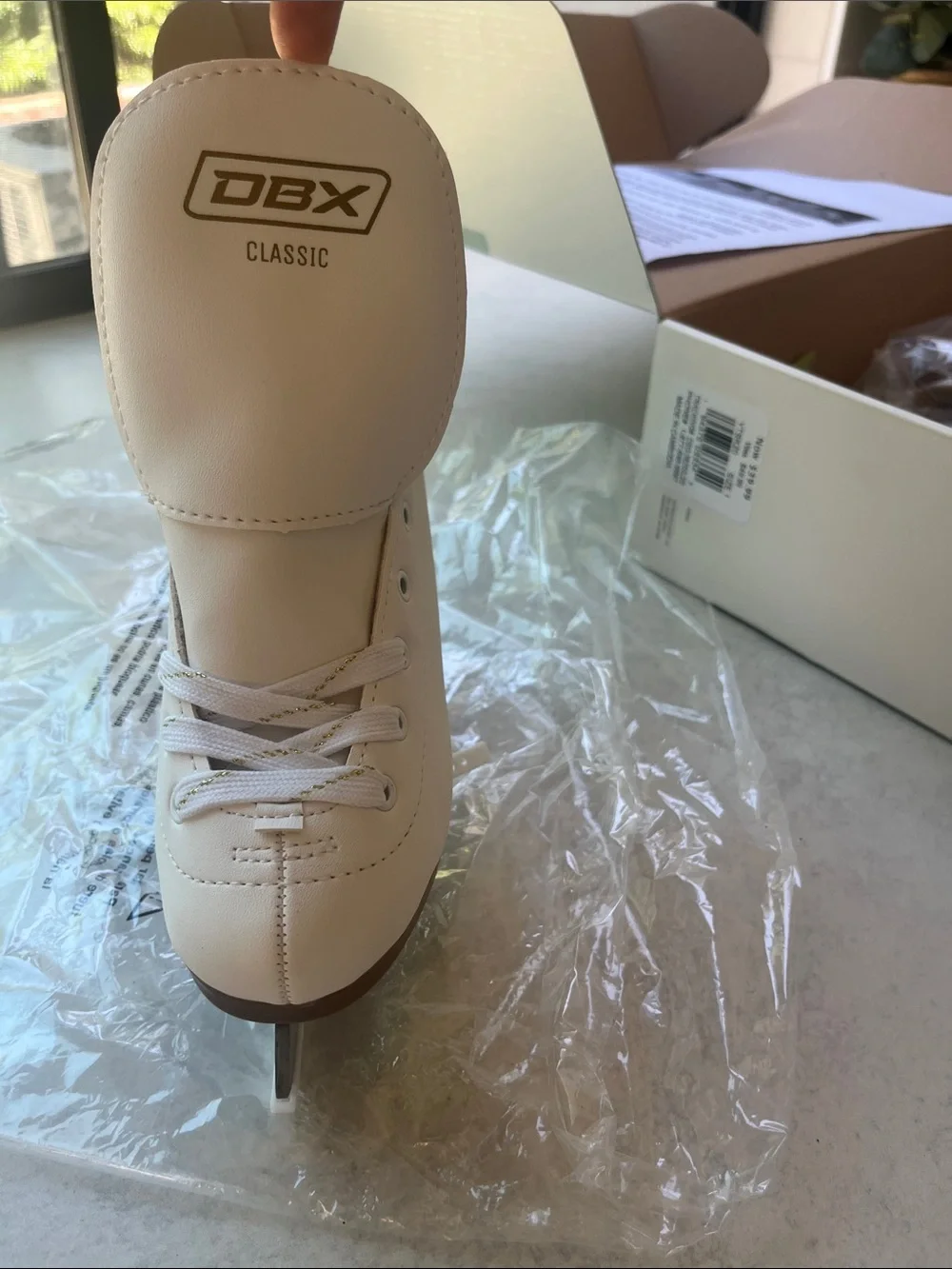 DBX White Ice Skates - Classic Lace-Up Style